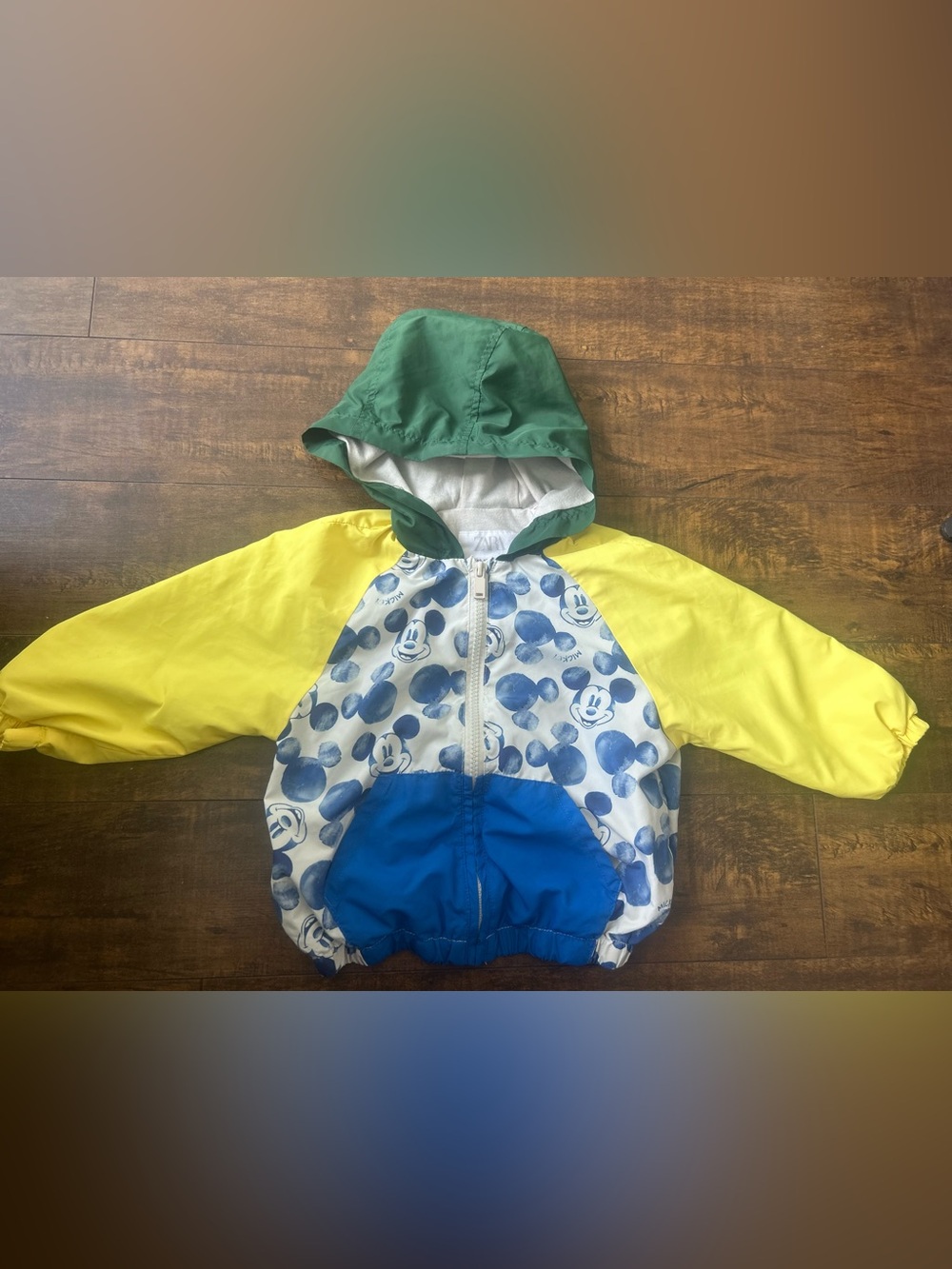 Zara Kids Colorblock Hooded Jacket - Green/Yellow/Blue